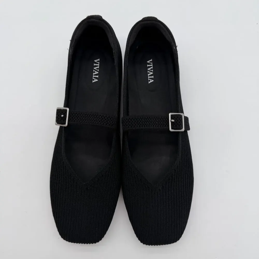 Vivaia Margot Mary Jane Comfort OldMoney Washable Arch Support Flats Black 10.5